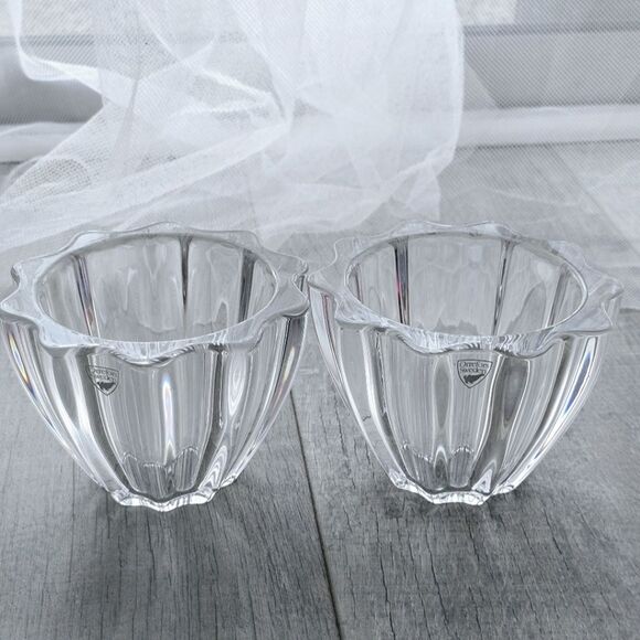 Orrefors Crystal Bowls NORTHERN LIGHTS Sweden Signed Vintage Glass Lot of 2 - Picture 1 of 8